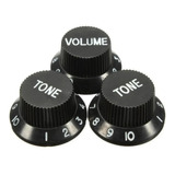 Knob P/ Guitarra Strato Kbst Volume / Tone Preto C/ 3 Pçs