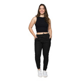 Calça Bengaline Feminina Jogger Cordão Cintura Alta Skinny