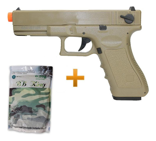 Pistola Airsoft Aep Glock G18c Tan 6,0 Bivolt Cyma 4000 Bbs