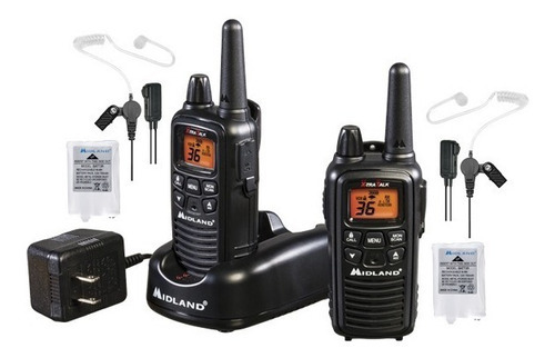 Kit Radios Midland C Manos Libres Lf1vp4 48km* 36ch Estuche Color Negro Bandas De Frecuencia Gmrs/frs