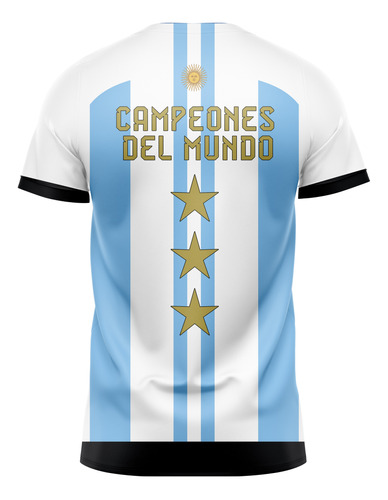 Camiseta Sublimada Argentina Campeón Del Mundo 3 Estrellas 