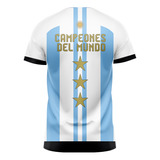 Camiseta Sublimada Argentina Campeón Del Mundo 3 Estrellas 