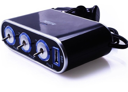 Toma Triple Adaptador Encendedor Auto Cargador Usb Con Swich