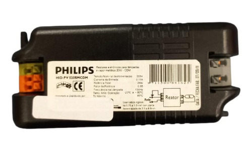 Reator Eletrônico P/ Lâmpada  Vap Met  20w 220v Cdm Philips
