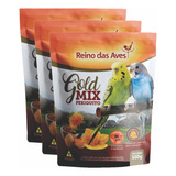 Kit 3un Racao Para Periquito Gold Mix 500g Reino Das Aves