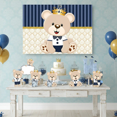 Kit Festa Urso Príncipe Com 8 Displays De Mesa + 1 Painel | Frete grátis