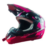 Casco Motocross Mujer Con Loro Rosa