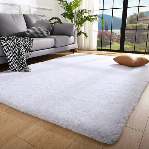 Tapete Sala Quarto 2,00x2,50 Shaggy Luxuoso Peludo Fofinho Branco Casa Laura Enxovais