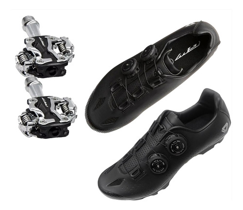 Zapatilla + Pedal Ciclismo Gw Doble Boa Bicicleta Mtb Chocle