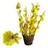 3 Galhos Orquídeas Chuva De Ouro Flor Artificial Decorativa