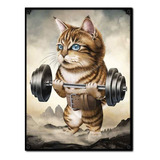 #1582 - Cuadro Decorativo Vintage - Gato Gym Gatito Poster