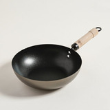 Wok Negro Antiadherente 26cm Mango Madera Exterior Champagne