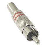 Ficha Conector Rca Macho Metalica Plateada St-490 X Unidad