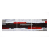 Quadro Para Sala  Hall Abstrato Cinza Vermelho  60x210