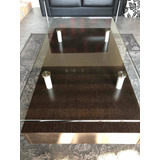 Mesa Sala 80x50x14.5 Cm Chapa Madera Y Vidrio 1cm Como Nueva