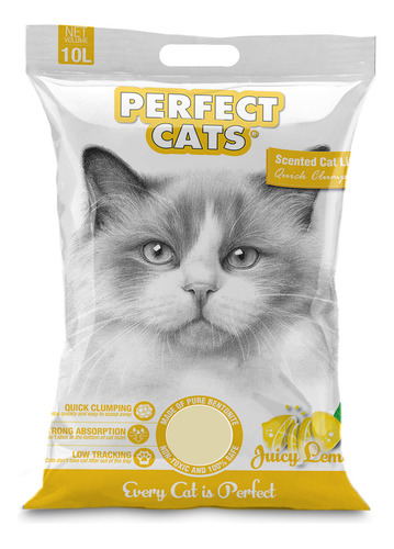 Arena De Gato Perfect Cats Ultra Aglutinante Limon 7 Kg M