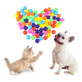 Kit 100 Uni Bolinhas Coloridas Plástica Brinquedo Cão E Gato
