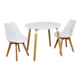 Juego De Comedor Mesa Eames 90x90 + 2 Sillas Tulip 