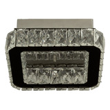 Lustre De Cristal Led 20w Quarto Sala Jantar Plafon Quadrado 25x25cm Aço Inox 4000k Branco Neutro Tokyo Llumm