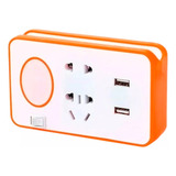 Adaptador Zapatilla De Pared 2 Enchufes 2500w Usb 5v 1a Led