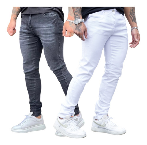 Kit 2 Calças Jeans Masculina Skinny C Lycra Moderna Premium