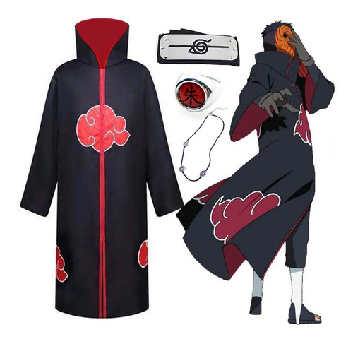 Disfraz Naruto Akatsuki Capa Nube Roja Con Diadema