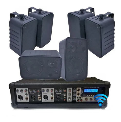 Combo Música Funcional Consola 150w Rms Bluetooth + 6 Bafles