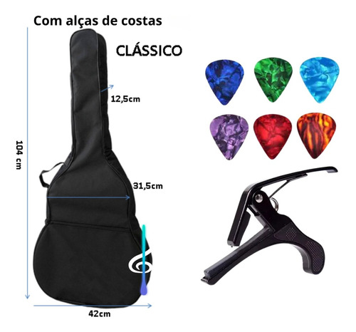 Capa Bag Violão + Capotraste+ 6 Palhetas