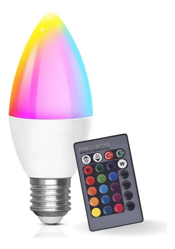 Lâmpada Led Rgb Colorida 4w Com Controle Remoto Bivolt