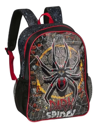 Mochila Escolar Para Costas Dark Spider Clio Style Cor Preto