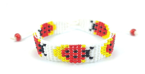 Pulsera En Hilo Con Mostacilla Mariquitas Acp011336