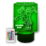 Lampara 3d De Minecraft Personalizada 7 Colores Y Control