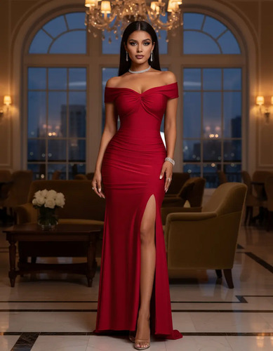 Vestidos De Noche Largo Rojo V Y De Fiesta Elegantes Mujer | MercadoLibre