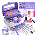 Estuche Morado De Plastico Con Maquillaje Lavable Niños