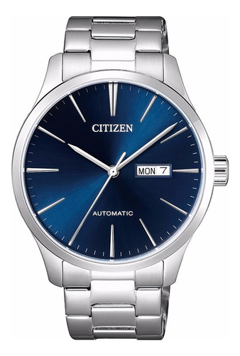 Reloj Citizen Hombre Nh835083l Automatico Acero Color De La Malla Plateado Color Del Bisel Plateado Color Del Fondo Azul