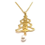 Collar Mujer Dije Árbol Navidad Colgante Regalo Acero Dorado