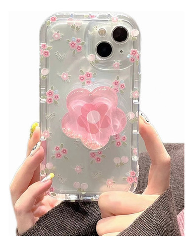 Funda Para iPhone 15 14 13 12 11 Con Soporte De Flores