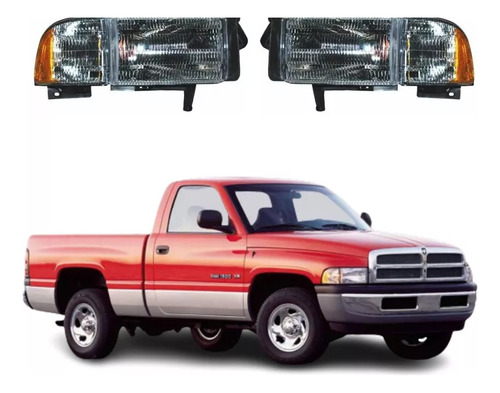 Jgo Faros Cuartos Y Base Faro Dodge Ram 1994 1995 1996 1997