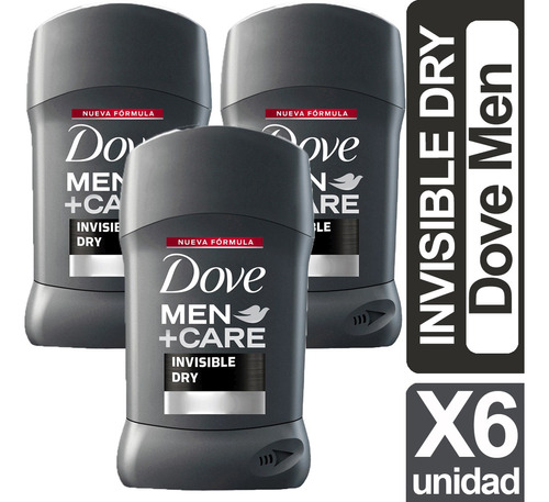 Desodorante Dove Men + Care Barra Invisible Dry Pack De 6
