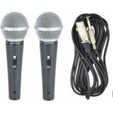 Kit 2 Microfones Para Karaoke Com Cabo E Nf-e Top 