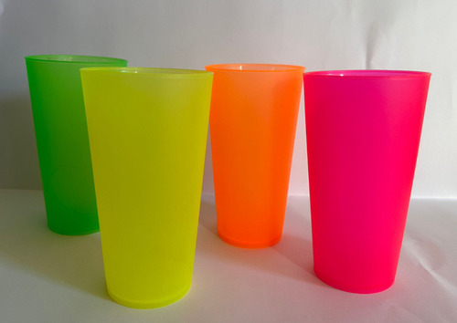 Pack 20 Vasos De Plástico Reutilizables Colores Fluor