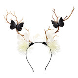 Diadema Con Forma De Corona De Flores Y Cuernos Para Hallowe