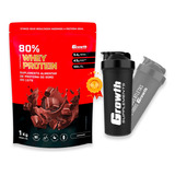 Kit Whey Growth Protein 1kg Concentrado Com Coqueteleira