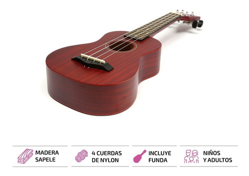 Ukelele De Madera Soprano Profesional Con Funda Y Manual