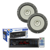Kit Som Radio Mp3 Bluetooth Usb + 2 Alto Falante 6 Pol Carro