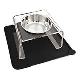 Comedouro P/ Gato Elevado Individual Pet Acrílico Pote Inox