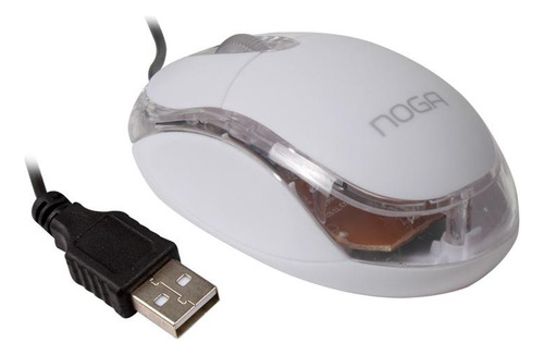 Mouse Pc Con Cable Usb Laptop Notebook Noga Luminoso Blanco