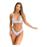 Conjunto Sutiã Sem Bojo E Calcinha Renda Sensual Do P Ao Gg