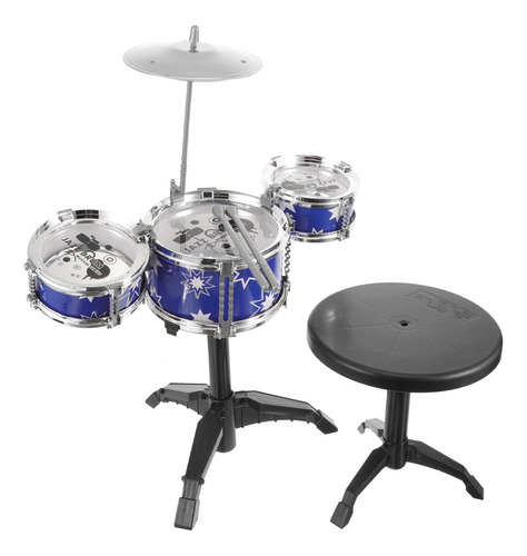 Conjunto De Bateria De Percussão Infantil Com Banquinho E Ba