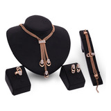 Conjunto De Joyas Doradas Para Mujer Anillos Collares